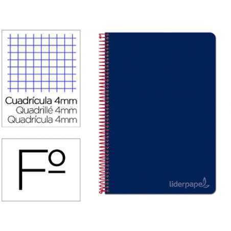 Cuaderno espiral liderpapel folio witty tapa dura 80h 75gr cuadro 4mm con margen color azul marino