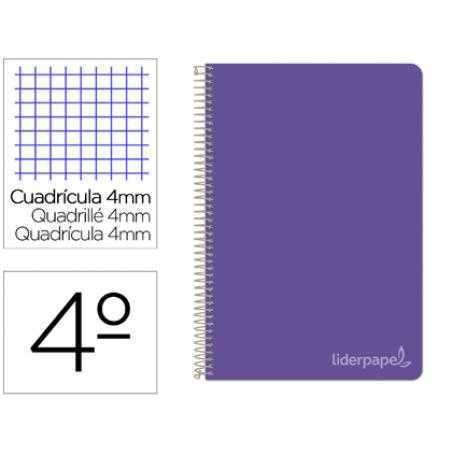 Cuaderno espiral liderpapel cuarto witty tapa dura 80h 75gr cuadro 4mm con margen color violeta
