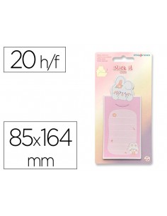 Bloc notas adhesivas imaginovo letter con mensaje trasero conejito rosa 20 hojas 85x164 mm