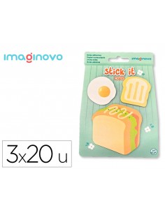 Bloc notas adhesivas imaginovo foodies sandwich 20 hojas tamaños surtidos