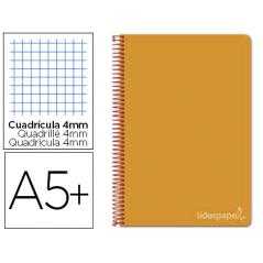 Cuaderno espiral liderpapel cuarto witty tapa dura 80h 75gr cuadro 4mm con margen color naranja