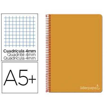 Cuaderno espiral liderpapel cuarto witty tapa dura 80h 75gr cuadro 4mm con margen color naranja