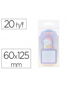 Bloc notas adhesivas imaginovo bunny con soporte 20 hojas morado 60x125 mm