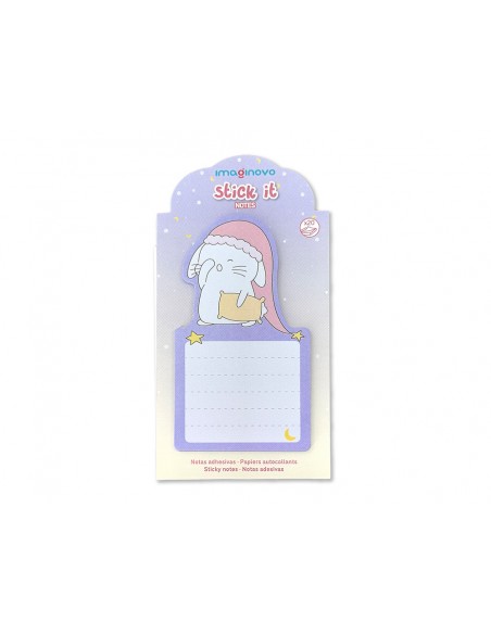Bloc notas adhesivas imaginovo bunny con soporte 20 hojas morado 60x125 mm