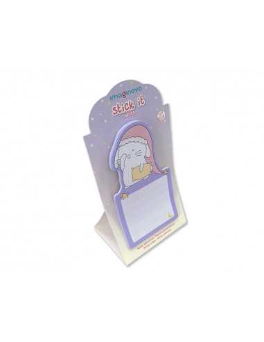Bloc notas adhesivas imaginovo bunny con soporte 20 hojas morado 60x125 mm