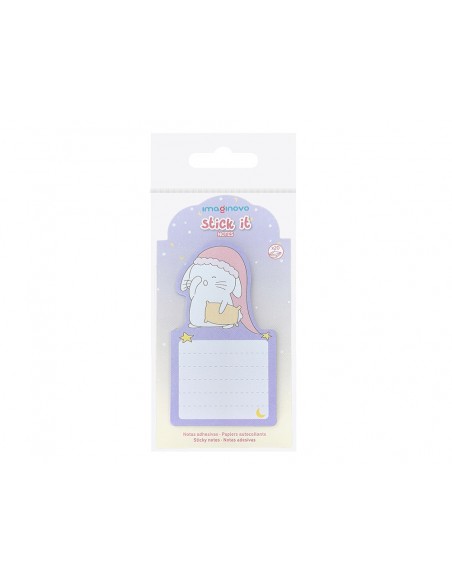 Bloc notas adhesivas imaginovo bunny con soporte 20 hojas morado 60x125 mm