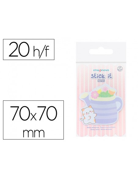 Bloc notas adhesivas imaginovo meow 20 hojas florero 70x70 mm