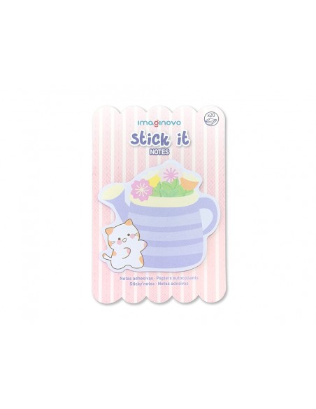 Bloc notas adhesivas imaginovo meow 20 hojas florero 70x70 mm