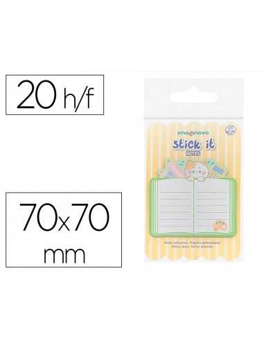 Bloc notas adhesivas imaginovo meow 20 hojas cuaderno 70x70 mm