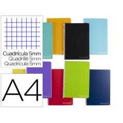 Cuaderno espiral liderpapel a4 micro witty tapa dura 140h 75gr cuadro 5mm 5 bandas 4 taladros colores surtidos