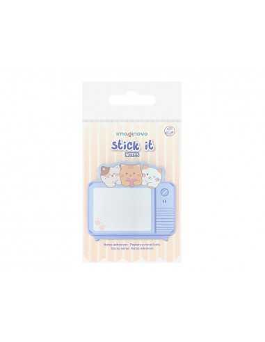 Bloc notas adhesivas imaginovo meow 20 hojas television 70x70 mm