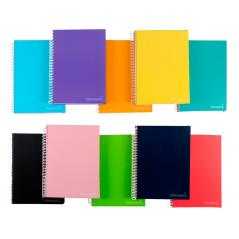 Cuaderno espiral liderpapel a5 micro jolly tapa forrada 140h 75 gr cuadro 5mm 5 bandas6 taladros colores surtidos