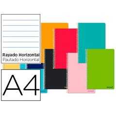 Cuaderno espiral liderpapel a4 micro jolly tapa forrada 140h 75 gr horizontal 5 bandas4 taladros colores surtidos