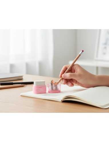 Goma de borrar liderpapel rectangular con protector plastico sacapuntas 2 usos colores surtidos