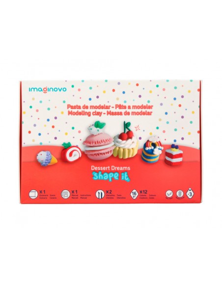 Pasta para modelar imaginovo de secado al aire set de 12 colores shape it dessert dream herramientas e instrucciones Pasta para modelar imaginovo de secado al aire set de 12 colores shape it dessert dream herramientas e instrucciones