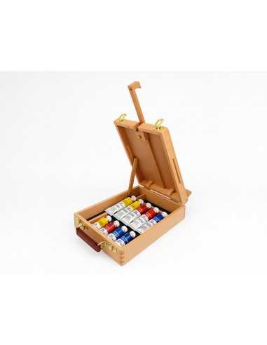 Caballete pintor de sobremesa liderpapel madera de haya barnizado con maletin 39x26x13cm certificado fsc
