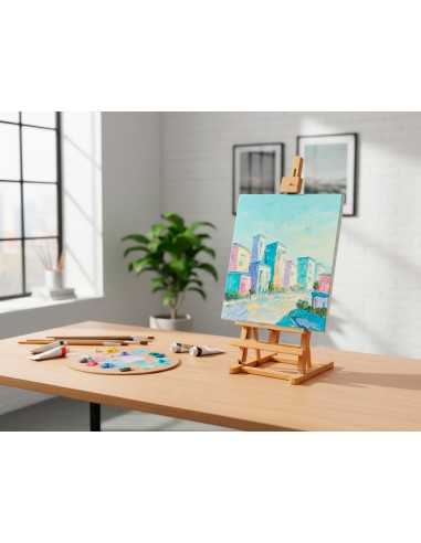 Caballete pintor de sobremesa liderpapel madera de pino barnizado 80x27,5x30 cm certificado fsc