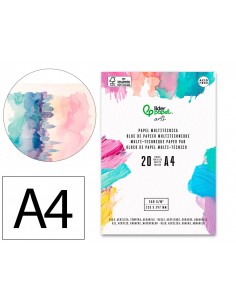 Bloc papel multitecnica liderpapel din a4 para acrilico oleo y gouache 20 hojas gramaje 260g/m2