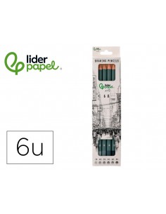 Lapices de grafito liderpapel caja 6 unidades durezas surtidas certificado fsc