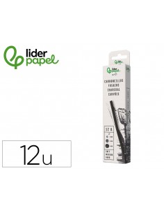 Carboncillo redondo para dibujo liderpapel caja de 12 unidades diametros surtidos