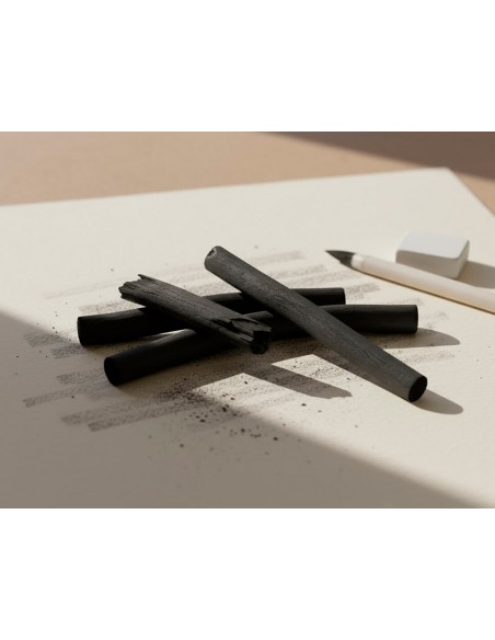 Carboncillo redondo para dibujo liderpapel caja de 12 unidades diametros surtidos
