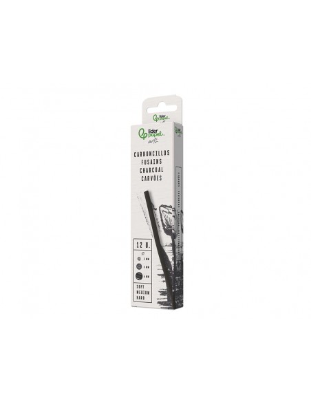 Carboncillo redondo para dibujo liderpapel caja de 12 unidades diametros surtidos