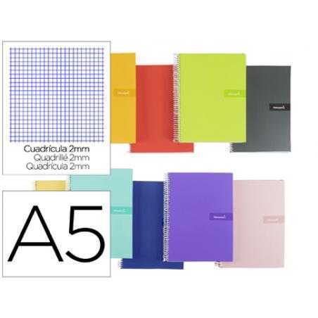 Cuaderno espiral liderpapel a5 crafty tapa forrada 80h 90 gr milimetrado 2mm colores surtidos