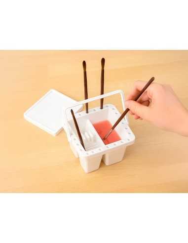 Cubo limpiador de pinceles liderpapel de plastico con asa transportable 13x13x9 cm