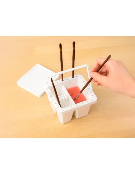Cubo limpiador de pinceles liderpapel de plastico con asa transportable 13x13x9 cm
