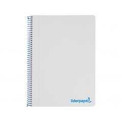 Cuaderno espiral liderpapel a5 micro wonder tapa plastico 120h 90g cuadro 5mm 5 bandas 6 taladros color gris