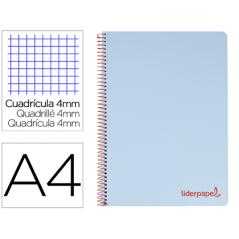 Cuaderno espiral liderpapel a4 wonder tapa plastico 80h 90gr cuadro 4mm con margen color azul