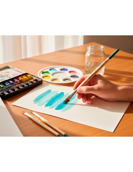 Pincel para pintura acrilica y acuarela liderpapel n 16 punta filbert / lengua gato de pelo sintetico certificado
