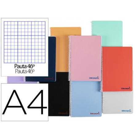 Cuaderno espiral liderpapel a4 wonder tapa plastico 80h 90gr rayado n.46 colores surtidos