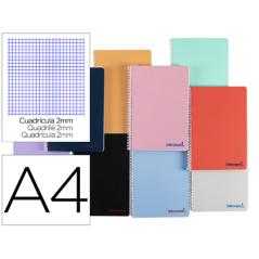Cuaderno espiral liderpapel a4 wonder tapa plastico 80h 90gr milimetrado 2mm con margen colores surtidos