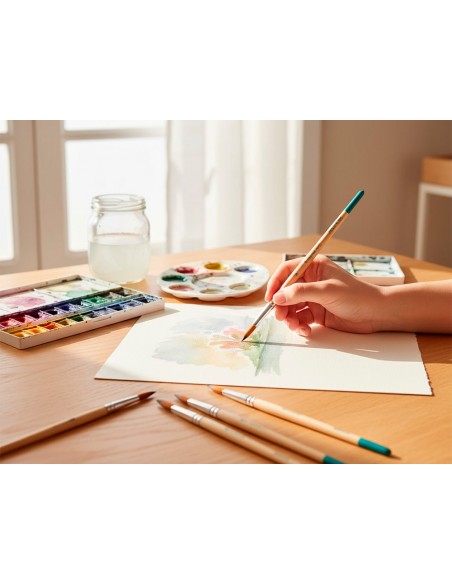 Pincel para pintura acrilica y acuarela liderpapel n 15 punta redonda de pelo sintetico certificado fsc