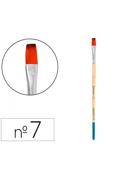 Pincel para pintura acrilica y acuarela liderpapel n 7 punta plana de pelo sintetico certificado fsc