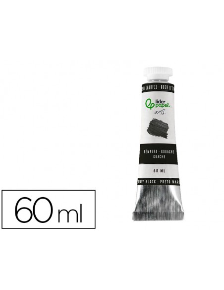 Pintura gouache/tempera liderpapel tubo de aluminio de 60 ml color negro marfil