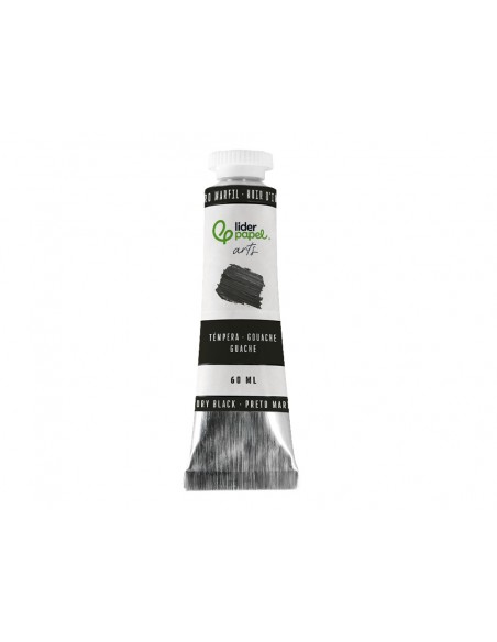 Pintura gouache/tempera liderpapel tubo de aluminio de 60 ml color negro marfil
