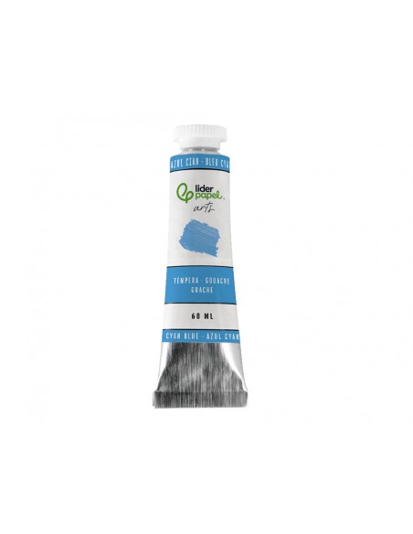 Pintura gouache/tempera liderpapel tubo de aluminio de 60 ml color azul cian