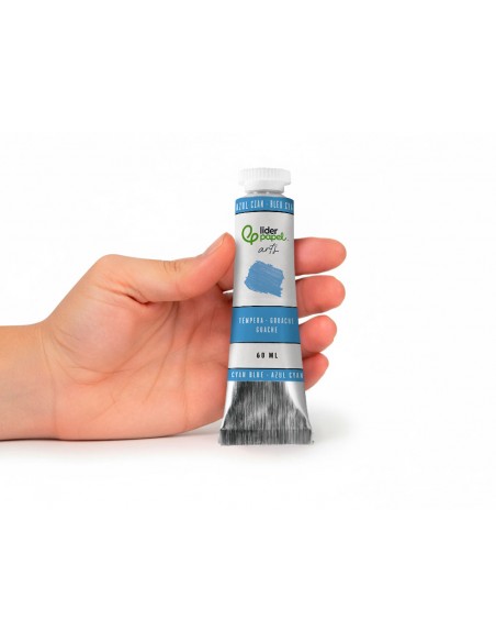 Pintura gouache/tempera liderpapel tubo de aluminio de 60 ml color azul cian