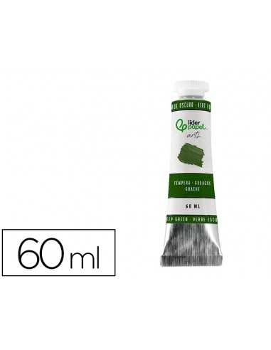 Pintura gouache/tempera liderpapel tubo de aluminio de 60 ml color verde oscuro