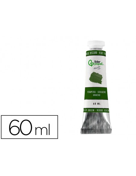 Pintura gouache/tempera liderpapel tubo de aluminio de 60 ml color verde oscuro