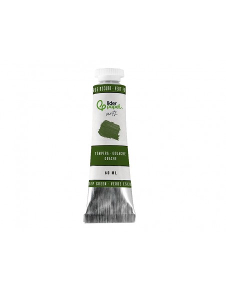 Pintura gouache/tempera liderpapel tubo de aluminio de 60 ml color verde oscuro
