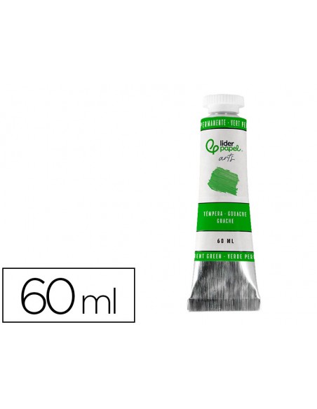 Pintura gouache/tempera liderpapel tubo de aluminio de60 ml color verde permanente