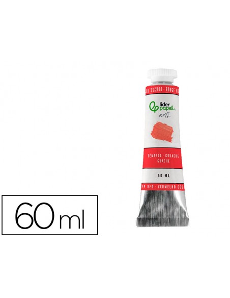 Pintura gouache/tempera liderpapel tubo de aluminio de 60 ml color rojo oscuro