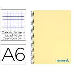 Cuaderno espiral liderpapel a6 micro wonder tapa plastico 120h 90 gr cuadro 5mm 4 bandas color amarillo
