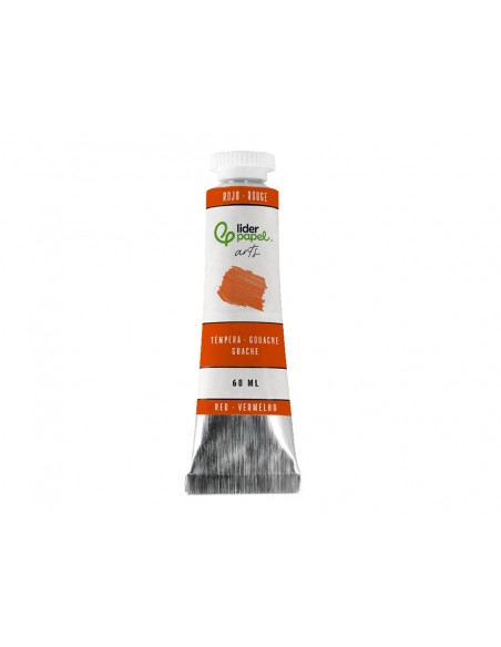 Pintura gouache/tempera liderpapel tubo de aluminio de 60 ml color rojo