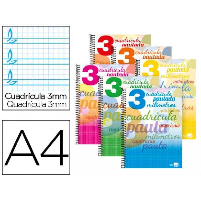 Libreta liderpapel pautaguia tapa cartoncillo 32 hojas din a4 70 gr cuadriculado pautado 3 mm
