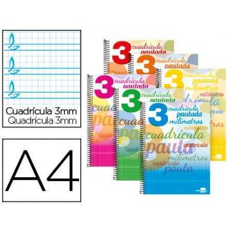 Libreta liderpapel pautaguia tapa cartoncillo 32 hojas din a4 70 gr cuadriculado pautado 3 mm