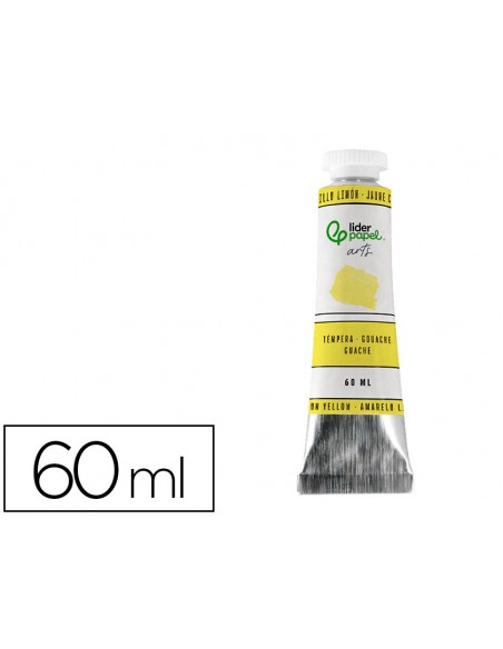Pintura gouache/tempera liderpapel tubo de aluminio de 60 ml color amarillo limon